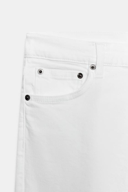 ZARA УКОРОЧЕННЫЕ ДЖИНСЫ-КЛЕШ СО СРЕДНЕЙ ПОСАДКОЙ — ZW COLLECTION, БЕЛЫЙ