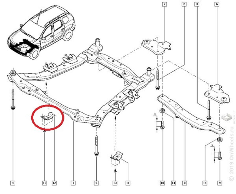 Защита сайлентблока Renault Duster пер. прав. рычага (Renault)