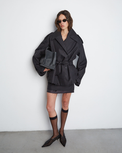 Тренч с утепленным жилетом черный