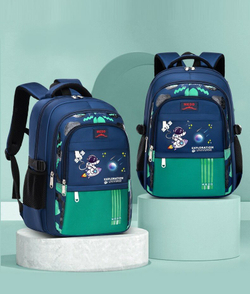 Школьный рюкзак для мальчика  космонавт, сине-зеленый