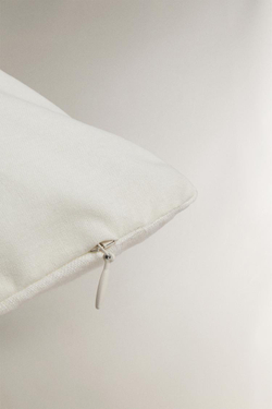 ZARA HOME ОДНОТОННЫЙ ЛЬНЯНОЙ ЧЕХОЛ ДЛЯ ДЕКОРАТИВНОЙ ПОДУШКИ, КРЕМОВЫЙ