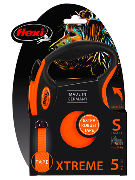 Flexi рулетка Xtreme S (до 20 кг), лента, оранжевая, 5м