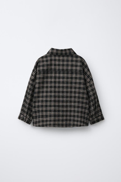 ZARA РУБАШКА В КЛЕТКУ С КАРМАНОМ, ЧЕРНЫЙ