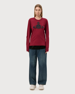 VIVIENNE WESTWOOD RED LABEL ЛОНГСЛИВ БОРДОВЫЙ С АППЛИКАЦИЕЙ ВИДЕ ЛОГОТИПА БРЕНДА