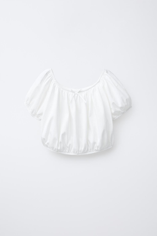 ZARA КОНТРАСТНЫЙ ЭЛАСТИЧНЫЙ ТОП, БЕЛЫЙ