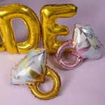 Шар с клапаном (17''/43 см) Мини-фигура, Кольцо с бриллиантом, Золото, 1 шт.