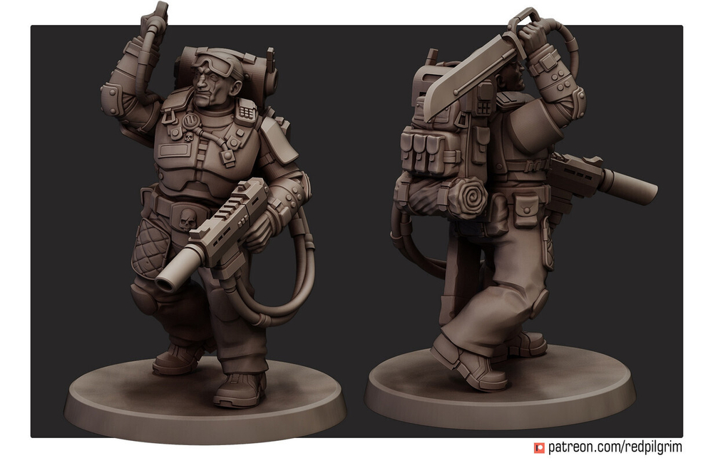 Astra Militarum Гвардеец Ветеран с хеллганом и ножом миниатюра для AOS,Waha, Настольная игра, НРИ, Варгейм, РПГ