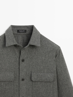 Massimo Dutti Тонкая куртка из смесовой шерсти с карманами, серый