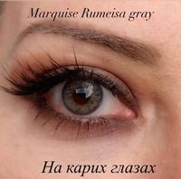 Натуральные серо - зеленые цветные линзы Marquise Rumeisa gray/ Серо зеленые цветные линзы для темных и светлых глаз / 12 месяцев