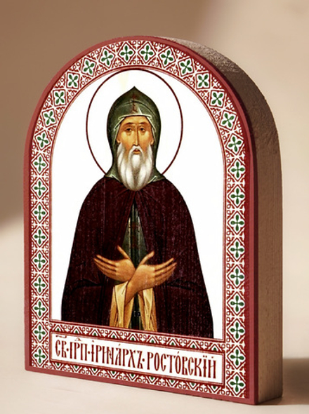 Икона аркой Иринарх Ростовский на дереве: 95 х 120 (Синопсисъ)