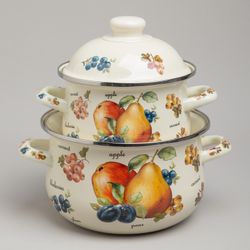 НАБОР КАСТРЮЛЬ AGNESS ЭМАЛИРОВАННЫХ СЕРИЯ "ФРУКТЫ", 4ПР. 1,5Л И 2,8Л, 16Х10СМ, 20Х12СМ