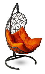Подвесное кресло-кокон BARCELONA черное, оранжевая подушка (Laura Outdoor)