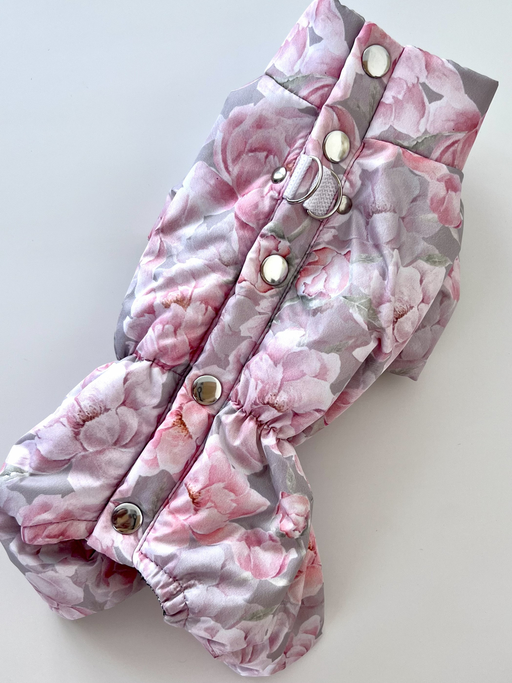 Демисезонный комбинезон с кнопками на спине (девочка) пионы