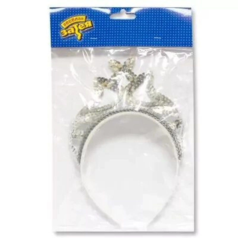 Тиара с пайетками серебряная