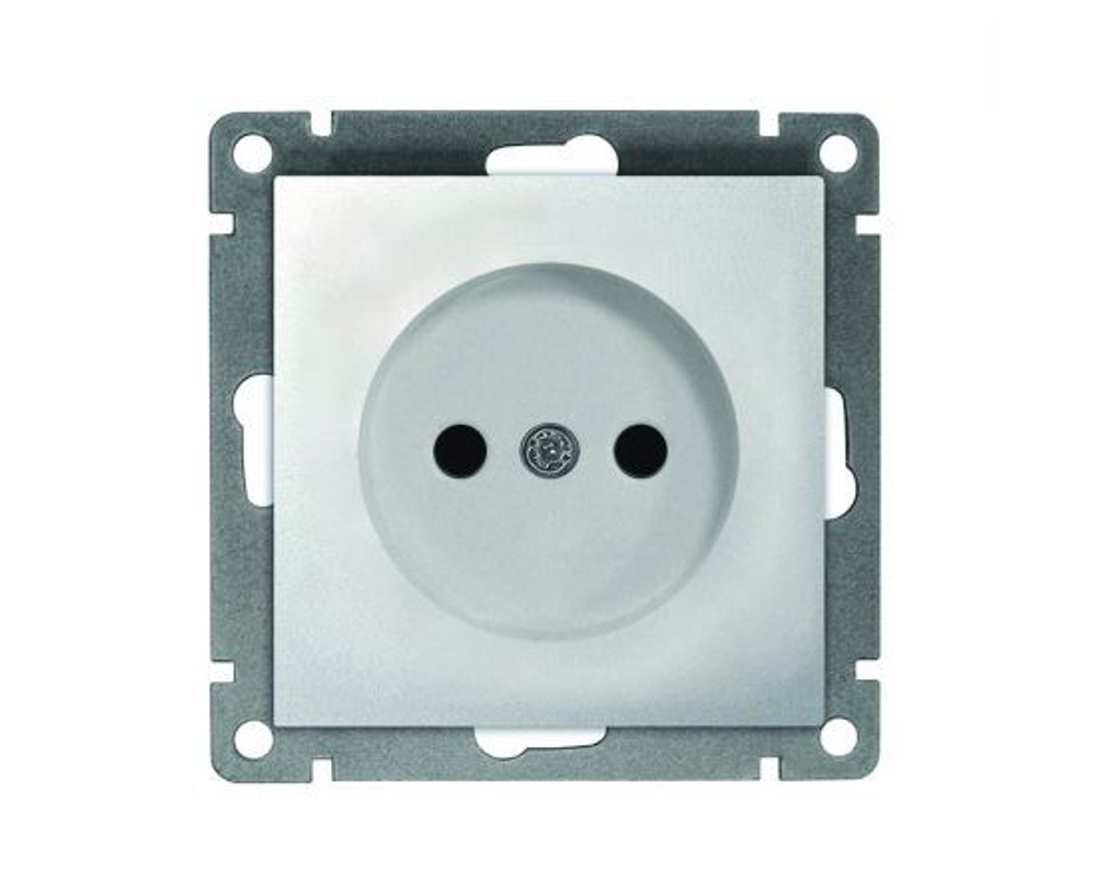 Розетка 1-м СП Афина 16А IP20 с заземл. механизм серебр. Universal A0028-S