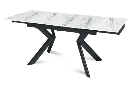 Стол "БРИДЖ" 120-180, керамика Ice Jade глянц., опоры черный муар