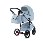 Детская универсальная коляска Adamex NOLA Natura SKY-1 (2в1) - Голубая ткань, голубая экокожа