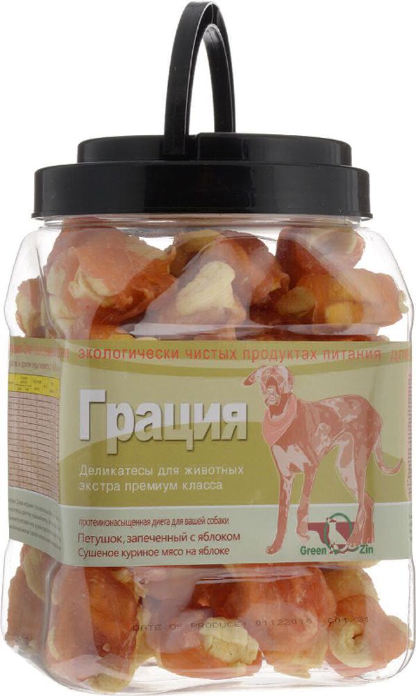 Лакомство GREEN QZIN &quot;Грация&quot; для собак, куриное мясо и яблоко, 750 гр