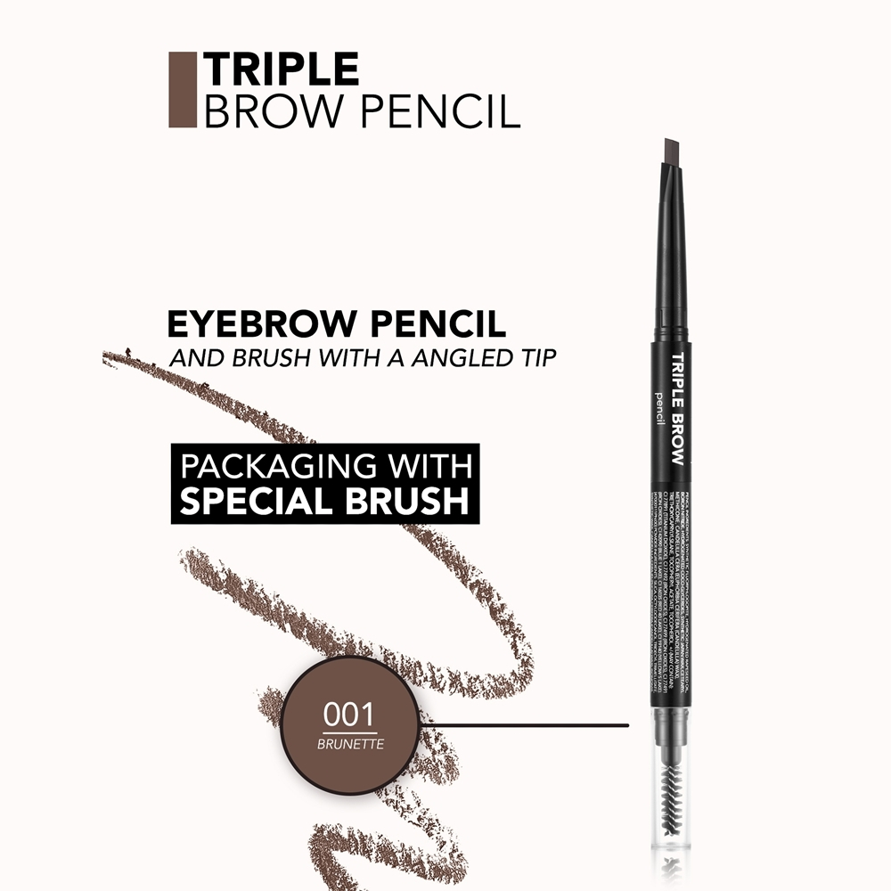 flormar Triple Brow Pencil - Карандаш для бровей 3 в 1, 0,75 g