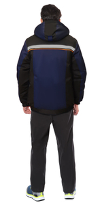 Куртка СИРИУС-ПРАКТИК зимняя кор. темно-синяя с черным и оранжевым кантом и СОП, мех. ворот