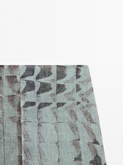 Massimo Dutti Юбка миди с принтом и сборкой, нефтяно-синий