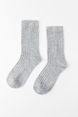 ZARA НОСКИ СО СТРАЗАМИ, СЕРЫЙ С МЕЛАНЖЕВЫМ ЭФФЕКТОМ