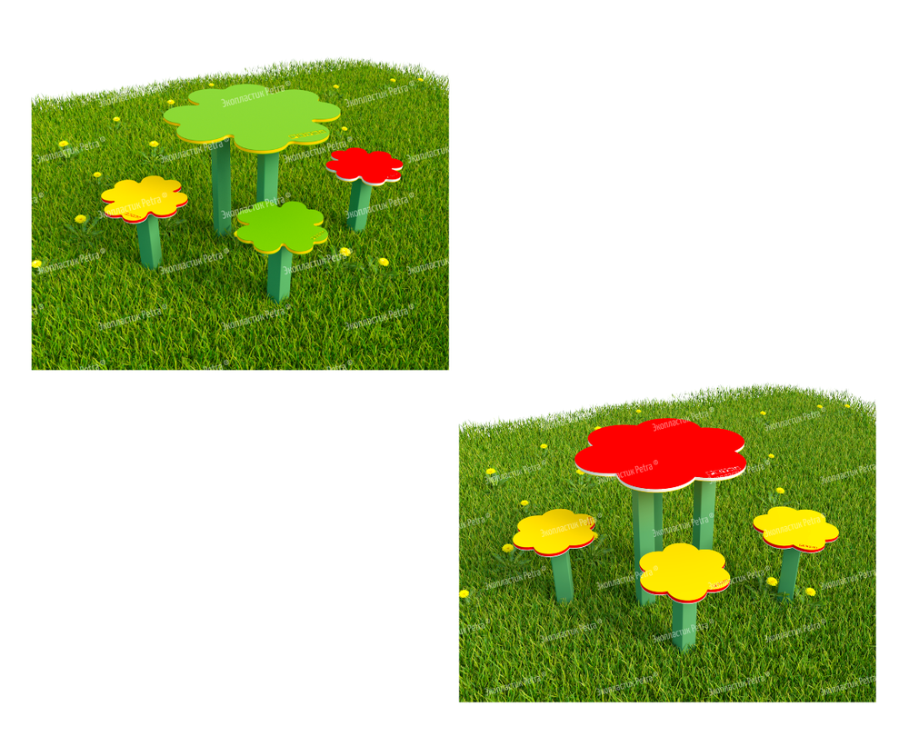 Уличный стол для творчества с сиденьями из экопластика