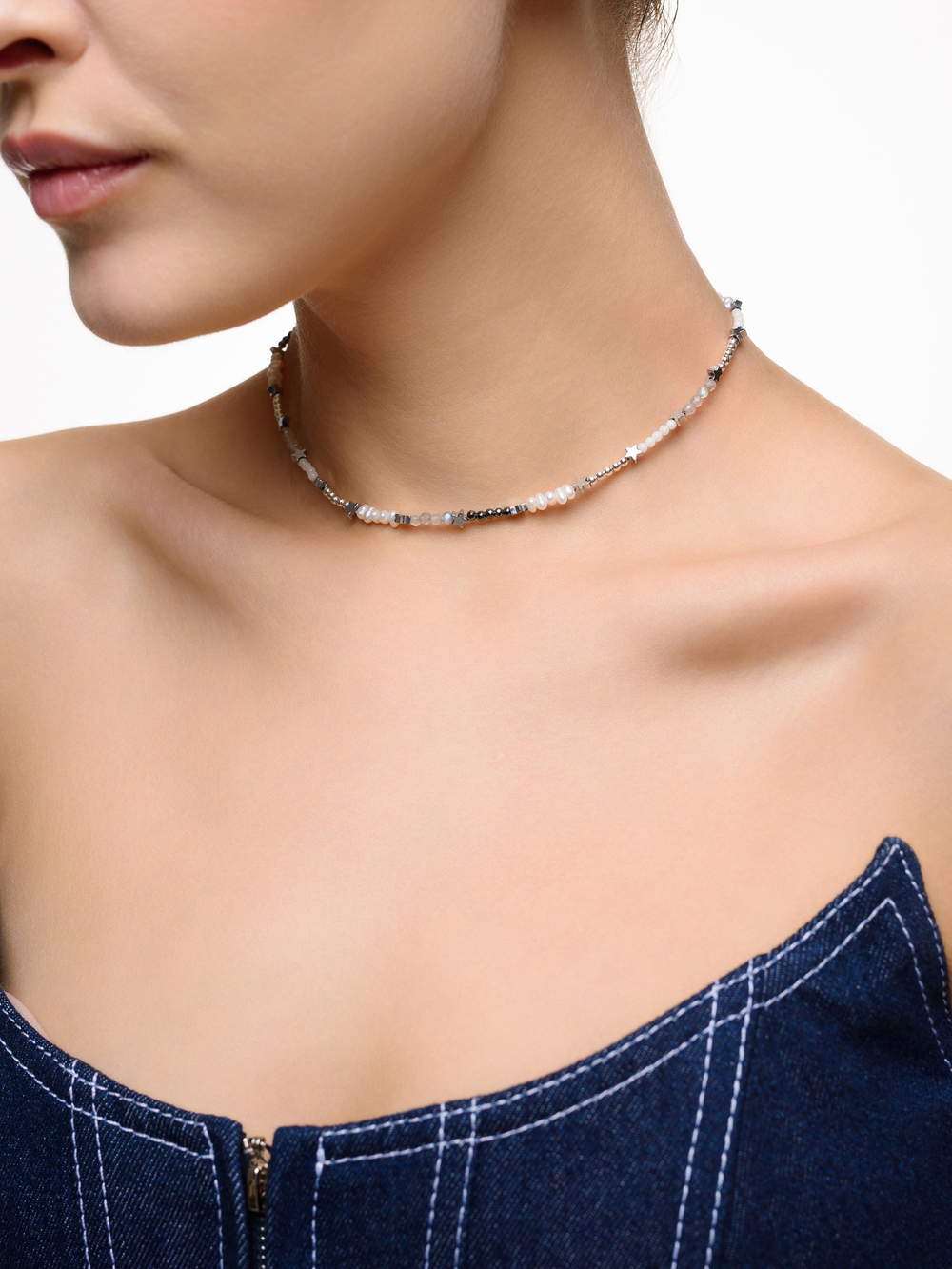 Чокер "Starry Pearl Mix" Silver