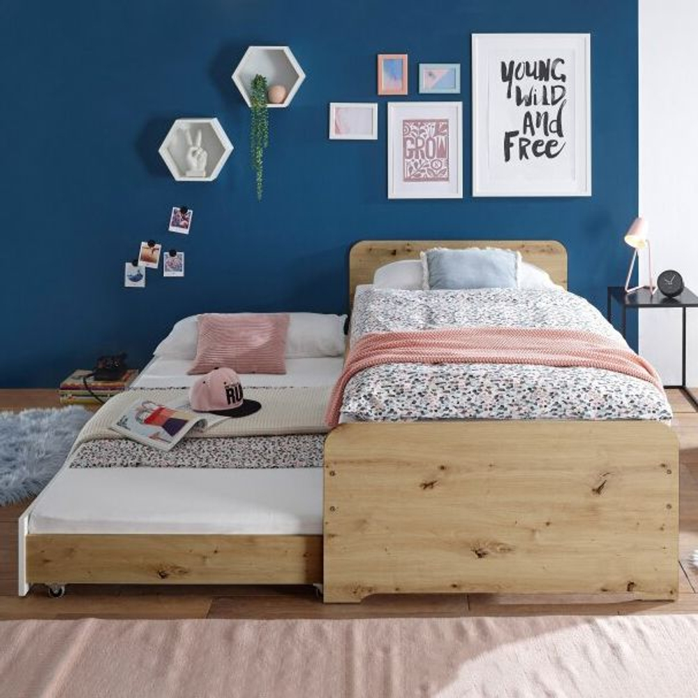 Кровать 90х200, Дупло, с выдвижным спальным местом (90х190), детская, двухъярусная, деревянная, Dipriz