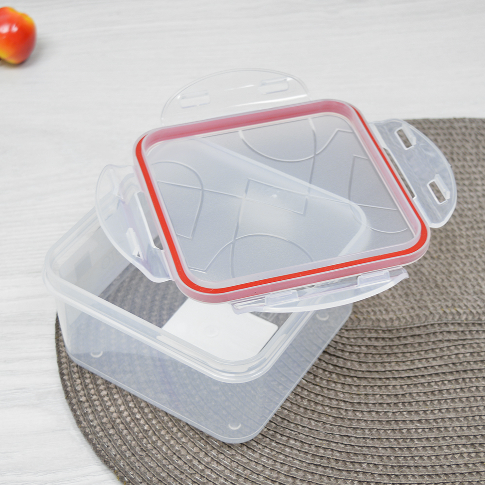 Контейнер для продуктов 0,7л квадратный с защелками "Modena" (бесцветный)