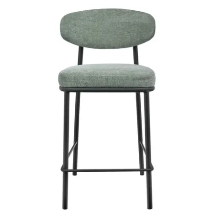 Стул полубарный Bradex Home Lucas 2 шалфей шенилл с чёрными ножками