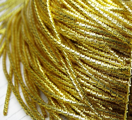 ТБ003НН2 Трунцал (канитель) фигурный "бамбук", цвет: золото, размер: 2 мм, 5 гр.