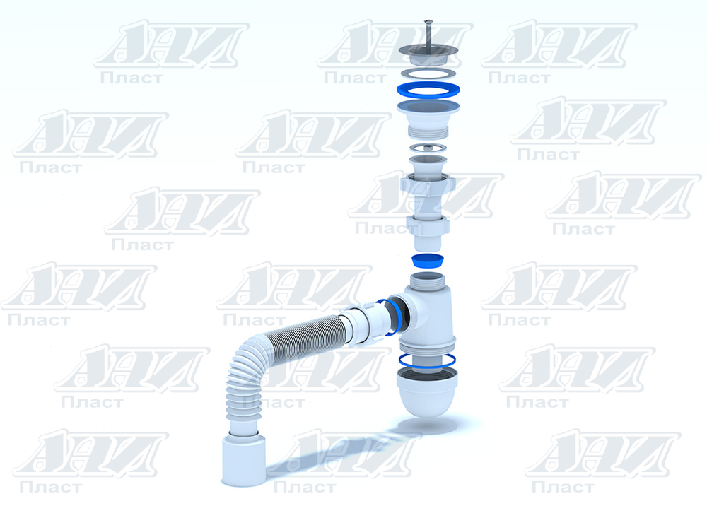 C0110 Сифон Ани 1 1/2* 40 с гибкой трубой 40*50 (35шт)