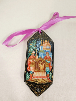 Ёлочная игрушка -конфета с росписью Палех "Сказка о царе Салтане"