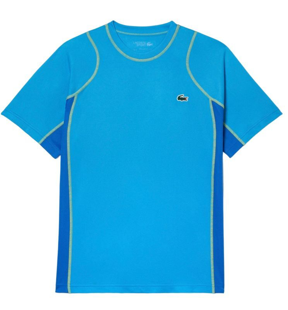 Мужская теннисная футболка Lacoste Tennis T-Shirt in Tear Resistant Pique - blue/yellow