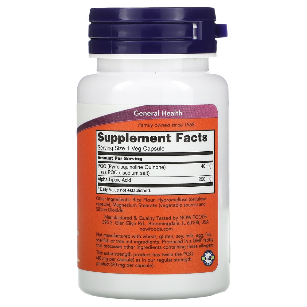 NOW Foods, пирролохинолинхинон, 40 мг, 50 растительных капсул