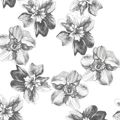 Цветочный чёрно-белый узор.