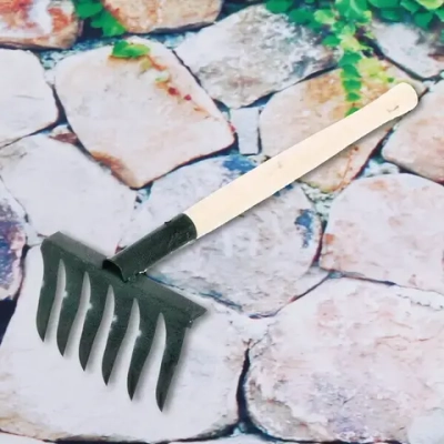 Грабли витые 6 зубьев, металлические с деревянной ручкой