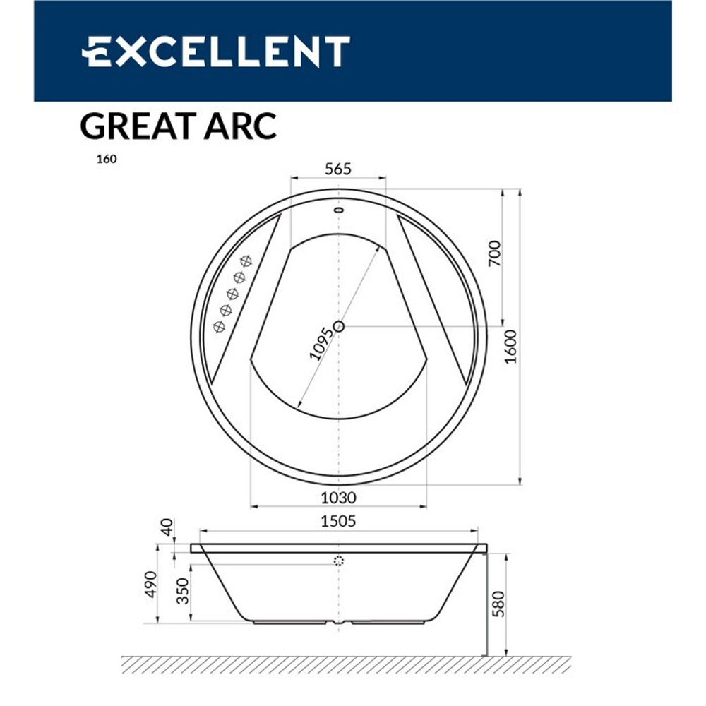 Акриловая ванна Excellent Great Arc 160 WAEX.GRE16WH