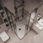 Душевой уголок Grossman Cosmo 100х100 300.K33.02.1010.21.00 профиль Черный матовый стекло прозрачное
