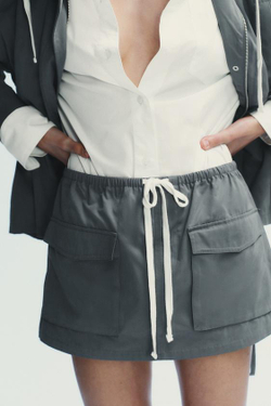 ZARA ЮБКА-ШОРТЫ КАРГО, СЕРЫЙ