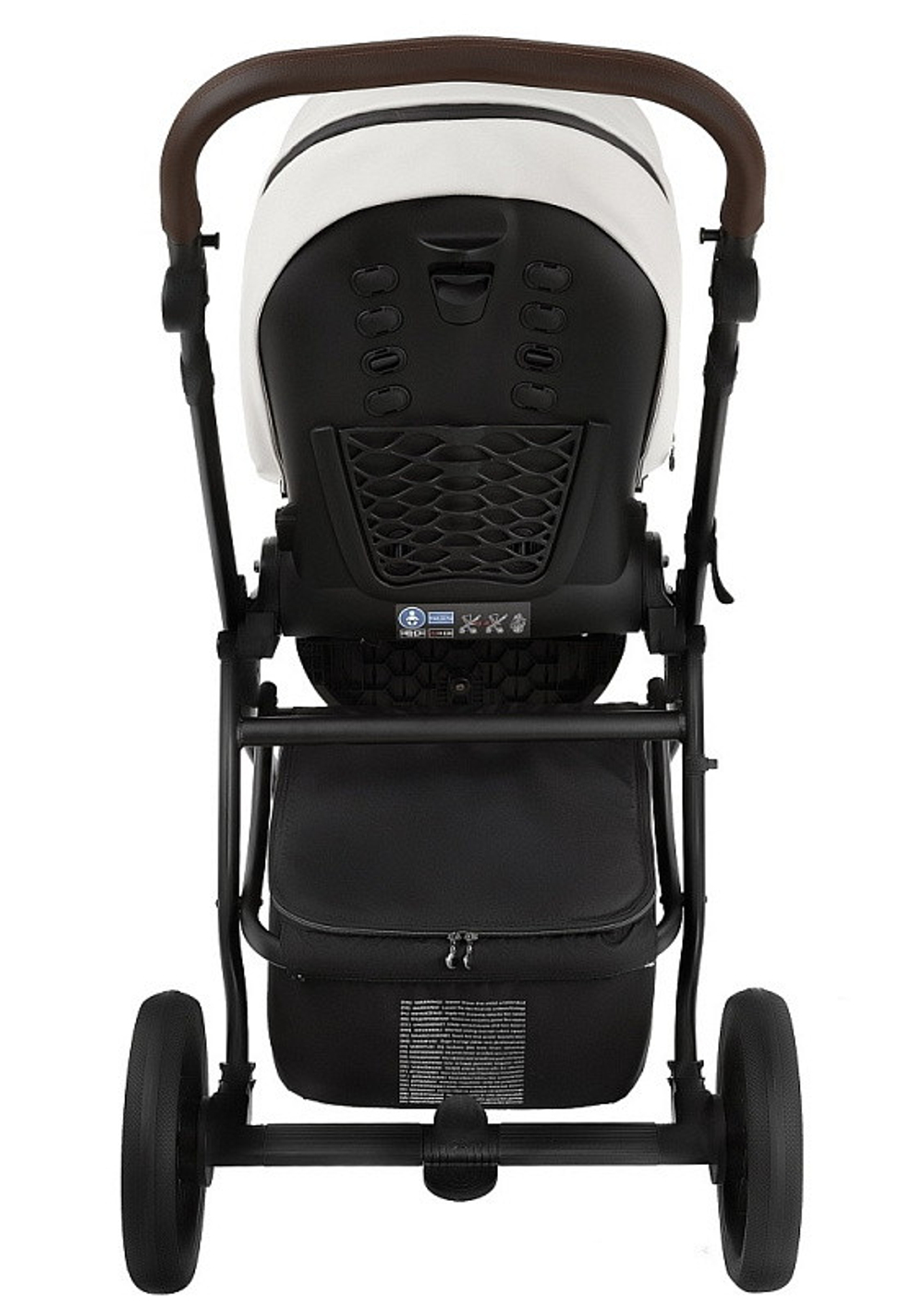 Детская коляска Roan Esso Кожа 3 в 1 с автокреслом Tutis Elo Lux EduSky Black ESSK/215/1 White/Black/руч.Тем.коричневый