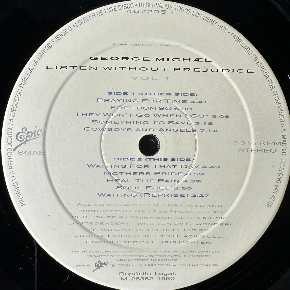 George Michael ‎– Listen Without Prejudice Vol. 1 (Испания 1990г.)