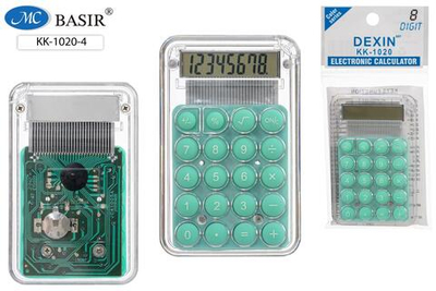 Калькулятор для детей 8-разрядный питание от батарейки прозрачный зеленый (Basir)
