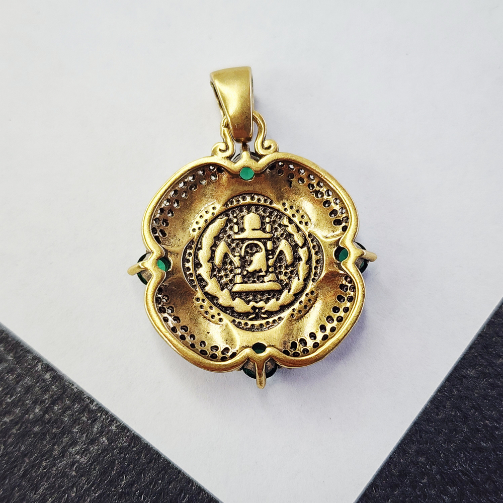 Подвеска, латунь чистая с серебрением, ювелирное стекло, монета, р-р 29 мм, штучно