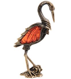 Народные промыслы AM-3243 Фигурка «Аист» бол. (латунь, янтарь)