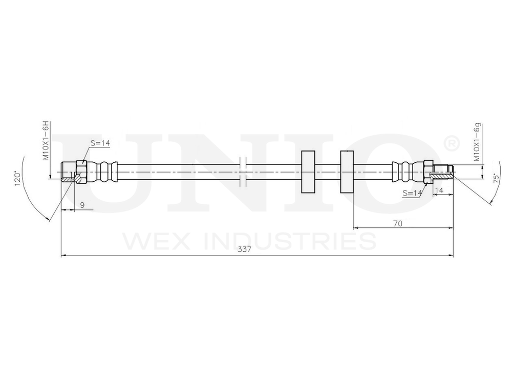Шланг тормозной передний UNIO BRH-10010