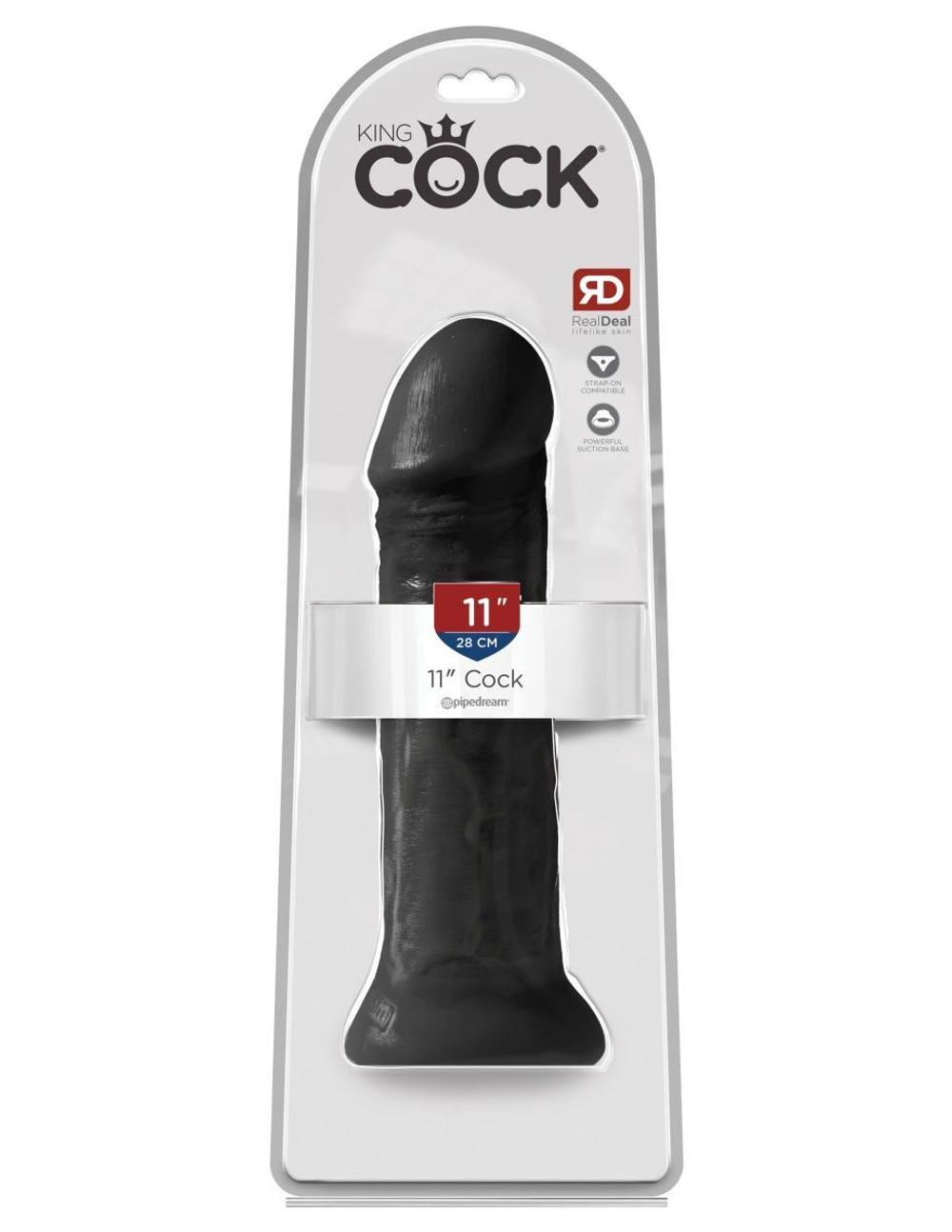 Черный фаллоимитатор на присоске 11  Cocks - 28 см.