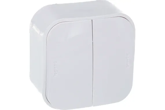 Выключатель Legrand Quteo 2-клавишный накладной белый 25971