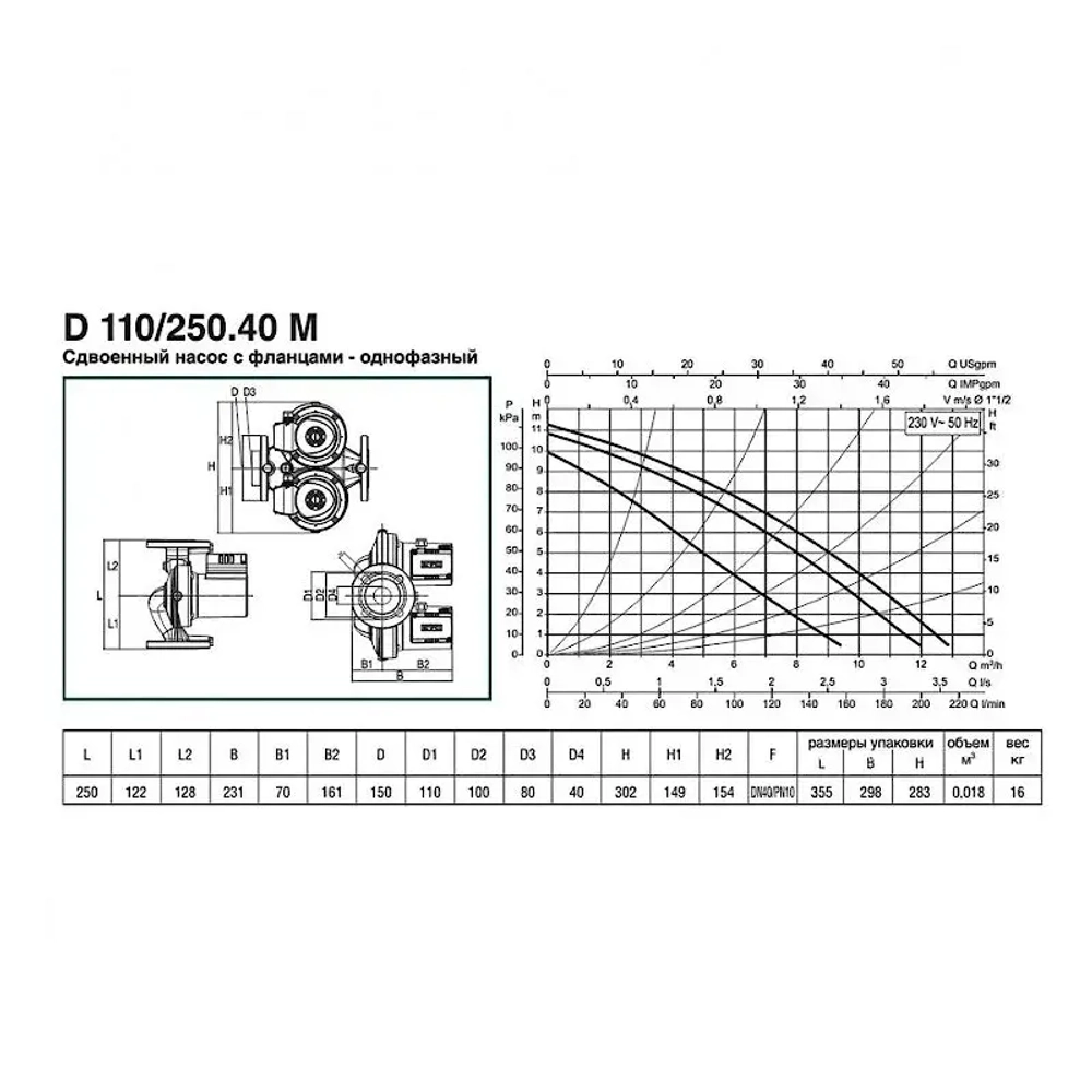 Насос циркуляционный бытовой DAB D 110/250.40 M, 505828001